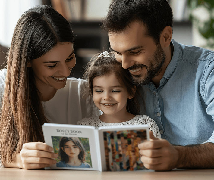 Happy family reading